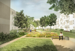 ST raum a landschaftsarchitektur schönefeld perspektive wohnquartier neubau hans grade allee flughafen freiraum theodor fontane höfe