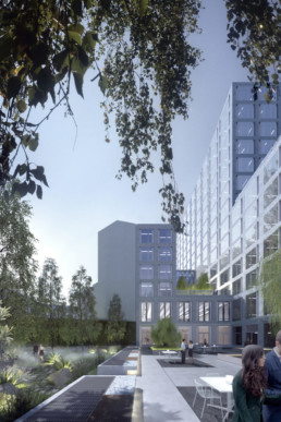 ST raum a berlin Bürogebäude DGB neubau landschaftsarchitektur perspektive ortner architektur
