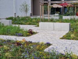 st raum a landschaftsarchitektur berlin the grid prinzenstrasse hof gestaltung courtyard design nature fights back pavement belag bänke