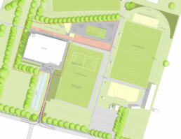 Dreifeldsporthalle mit Außenschulsportanlage, Panketal OT Zepernick st raum a landschaftsarchitektur Lageplan