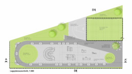 Dreifeldsporthalle mit Außenschulsportanlage Skatepark schnitt Panketal OT Zepernick st raum a landschaftsarchitektur Lageplan öffentlicher spielplatz