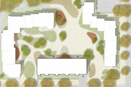Kameruner Straße wohnhof berlin wedding st raum a landschaftsarchitekten blumers architekten lageplan organische formsprache pflanzinseln